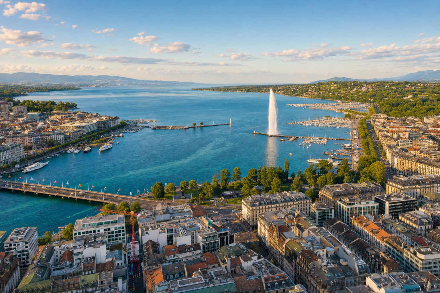 Vue aérienne de Genève et du lac Léman